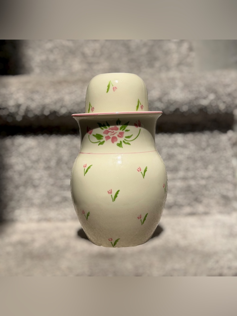 Vintage 1985 Teleflora Floral Bedside Carafe Cup Set Cottagecore Granny Chic